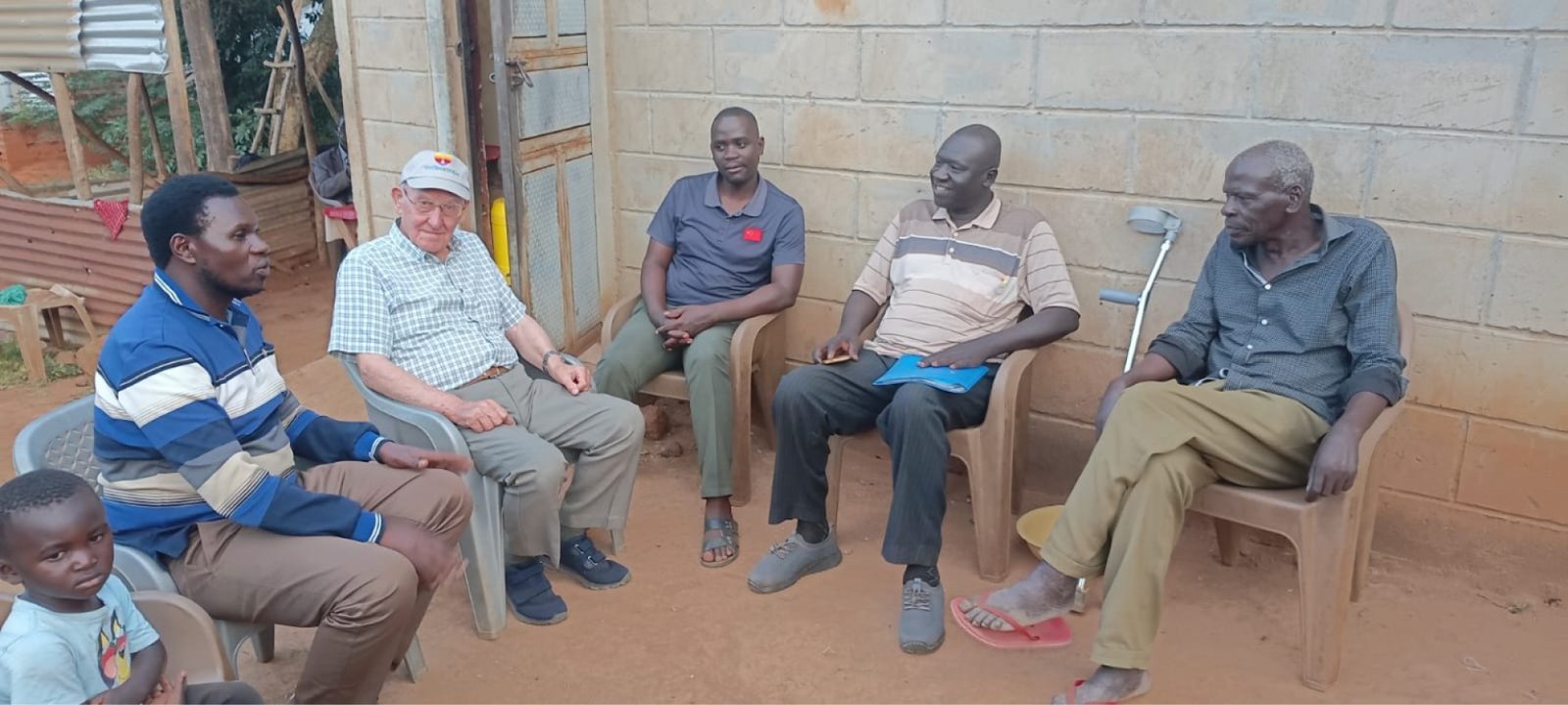 Rev David Brewer meeting with the elders of Nabuganda village.